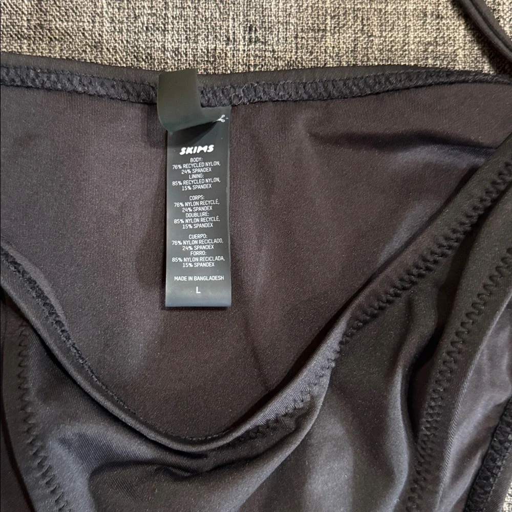 SKIMS Super Cheeky Tie Bikini Bottoms Black Size Large Minimal Swim
